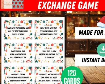 Christmas Exchange Game Printable | Gift Exchange Card Game | White Elephant Gift Swap | Holiday Party Game | Instant Download
