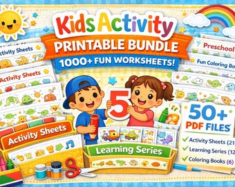 Kids Learning Activity Bundle | 1000+ Preschool Worksheets (PDF Files)