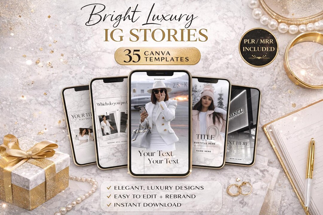 35 Canva Instagram Story Templates Bright Luxury IG Stories Bundle