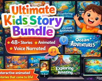 Ultimate Kids Story Bundle | 48+ Animated Stories with Voice Narration | Kids Videos | PLR MRR Included
