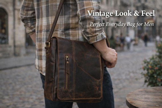 Handmade Leather Men's Satchel|Messenger bag for Work|Everyday Crossbody bag|Personalised gift for him|Mens office bag|Travel crossbody bag