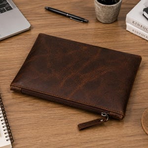 Pochette in pelle pieno fiore / Pochette con cerniera personalizzabile, organizer da viaggio immagine 5