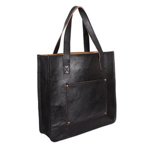 Full Grain Leather Tote | Cotton Velvet Lined Shoulder Bag, Laptop Tote image 11