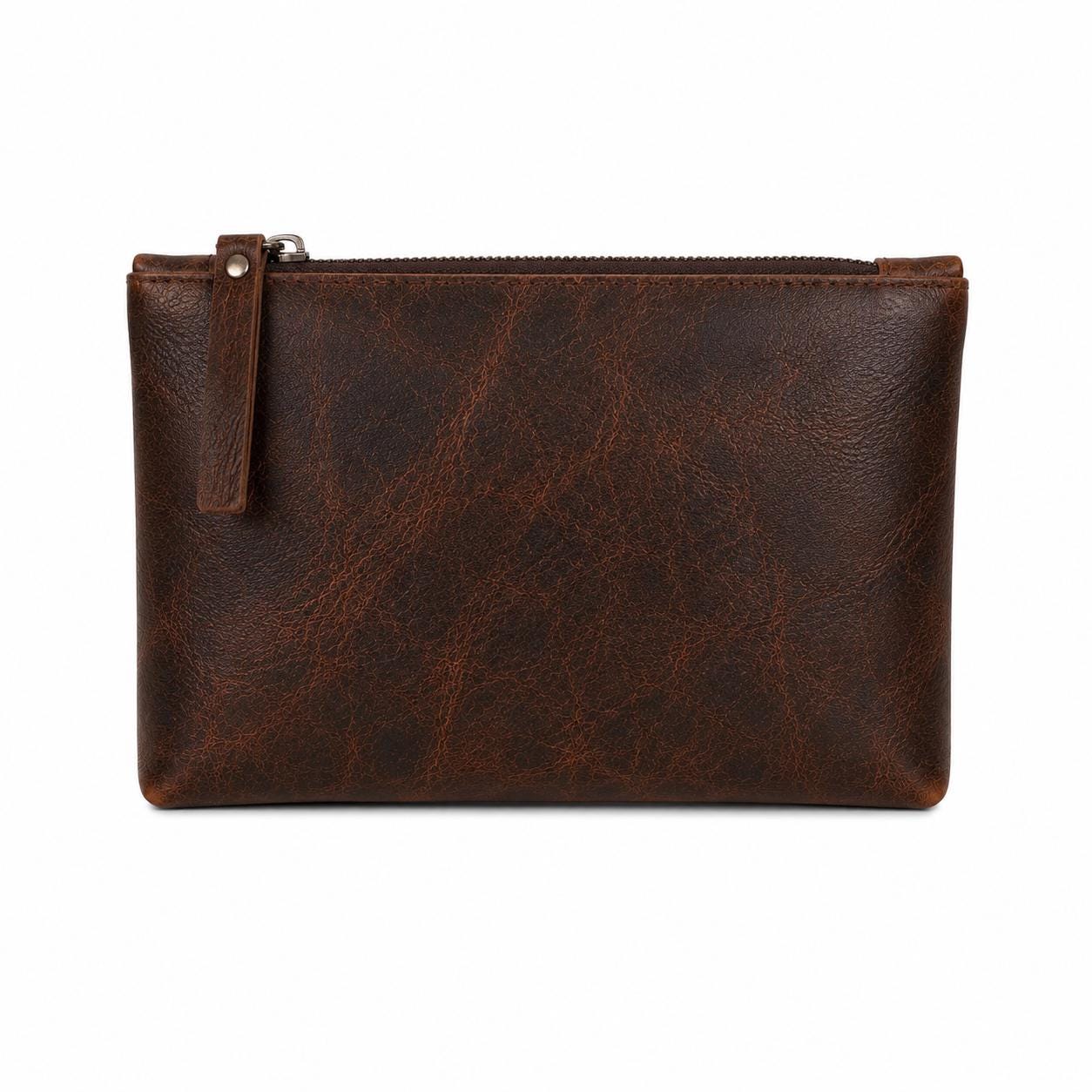 Full Grain Leather Pouch | Personalized Zipper Clutch, Travel
