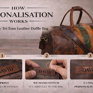 Borsa da viaggio in pelle di bufalo fatta a mano / Bagaglio a mano / Borsa da viaggio in pelle personalizzata / Regalo per lui / Borsa da weekend / Borsa per pernottamento immagine 8