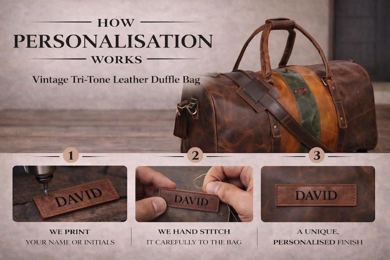 Borsa da viaggio in pelle di bufalo fatta a mano / Bagaglio a mano / Borsa da viaggio in pelle personalizzata / Regalo per lui / Borsa da weekend / Borsa per pernottamento immagine 8