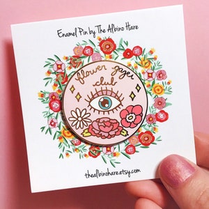 Flower Gazer Club Hard Enamel Pin - Flower Enamel Pin - Cottagecore - Accessories - Fairycore Pin - Boho Pins - Bag Pins - Flower Lover Gift