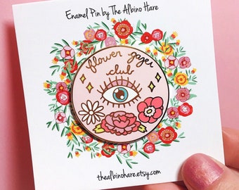 Flower Gazer Club Hard Enamel Pin | Flower Enamel Pin | Cottagecore | Accessories | Fairycore Pin | Boho Pins | Bag Pins | Flower Lover Gift