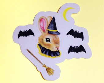 Bunny Witch Vinyl Sticker | Halloween | Spooky | Witchy Stickers | Vinyl Stickers | Cute Rabbit Stickers