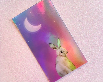 Moon Bunny Vinyl Holographic Sticker