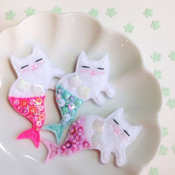 Meowmaid Mermaid Kitty Felt Brooch - Spring Collection