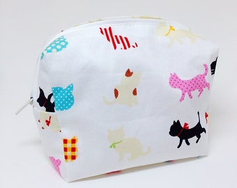 Colorful Cats Print Square Zipper Pouch | Cat Fabric Bag | Makeup Bag | Cat Pouch | Cat Lovers Gift | Fully Lined Pouch | Handmade in USA