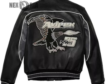 Chaqueta de vuelo americana Avirex negra auténtica para hombre, chaqueta de cuero original para hombre, regalo