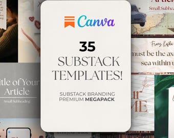 Substack Branding Kit | 35 CANVA TEMPLATES | Newsletter Logo, Banner & Social Media Templates | Editable Canva Download