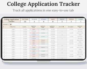 College Application Tracker | College Tracker | College Planning | School Application Planner | Google Sheets Spreadsheet