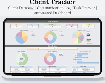 Client Tracker CRM Google Sheets Spreadsheet | Client Database | Lead Tracker | Communication Log | Contact List | Follow Up Tracker