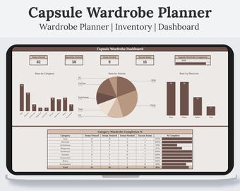 Capsule Wardrobe Planner Spreadsheet | Capsule Wardrobe Womens Clothing Tracker | Closet Planner Template | Closet Organization