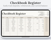 Checkbook Register Google Sheets | Daily Transaction Log | Bank Account Tracker Spreadsheet | Simple Income & Expense Tracker | Digital