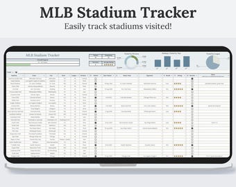 Baseball Stadium Tracker Spreadsheet | MLB Stadium Tracker | Ballpark Tracker | Baseball Stadium Bucket List | MLB Bucket List