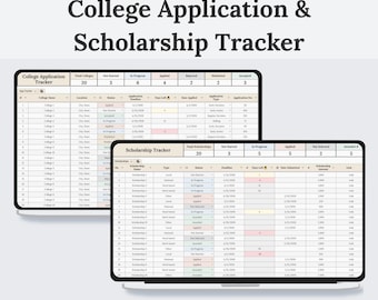 College Application & Scholarship Tracker | College Tracker | Scholarship Template | College Planning | Google Sheets Spreadsheet