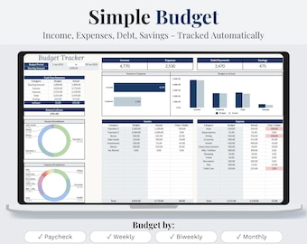 Beginner Budget Planner Google Sheets | Simple Biweekly Budget Template | Income and Expense Tracker | Budget with Dashboards Automated