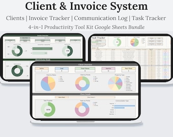 Invoice & Client Tracker Spreadsheet for Small Business Google Sheets Spreadsheet | CRM | Lead Management | Customer Communication Log