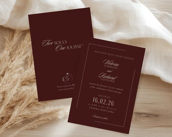 Old Money Wedding Invitation Card | Double‑Sided Editable Canva Template