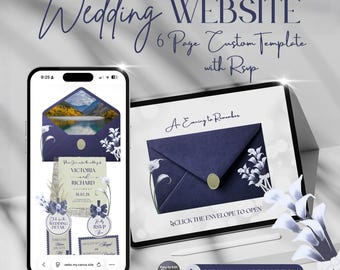 Timeless Elegance Wedding Website Template with RSVP | 6-Page Editable Canva Design, Instant Download