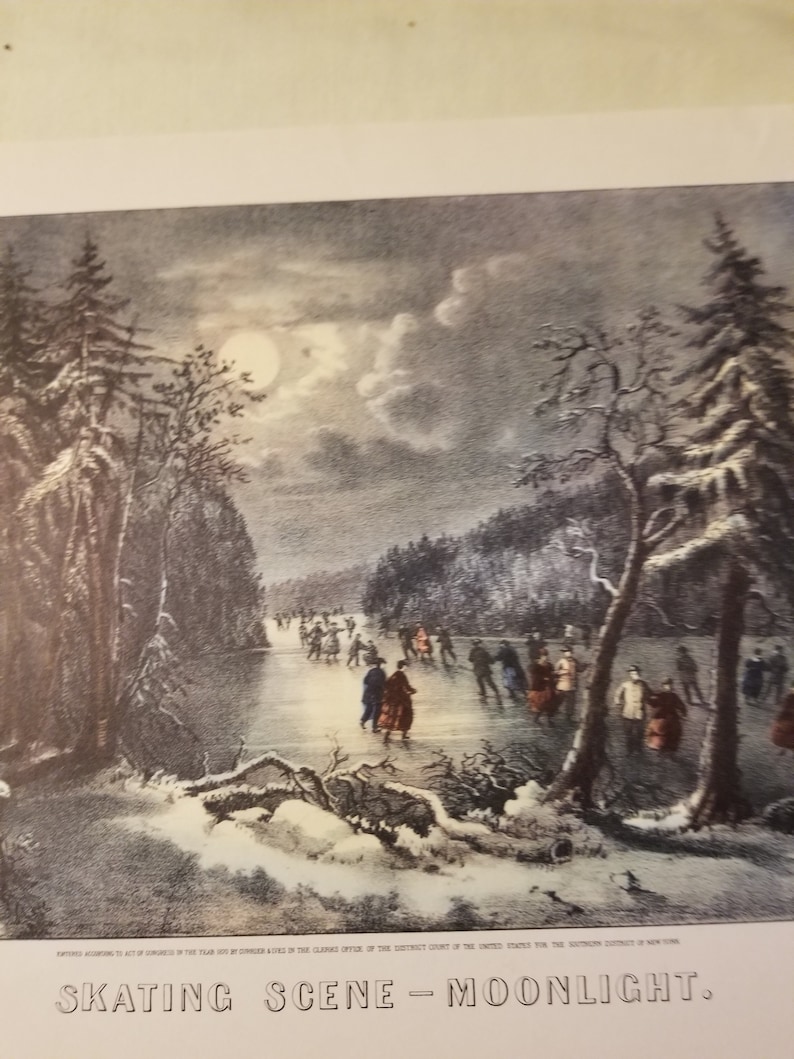 Published by Currier /& Ives 1870 Currier and Ives 152 Nassau ST New York Currier and Ives Skating Scene Moonlight