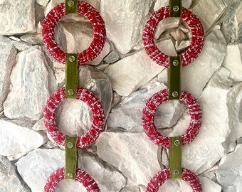 Christmas Red & Green Tweed, Gems, and Velvet Wreaths Trios (set of 2)