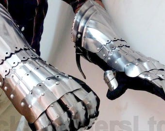 Gothic Knight Style Gauntlets | Medieval Metal Armor Steel Gloves | LARP And Cosplay Functional Warrior Gauntlets