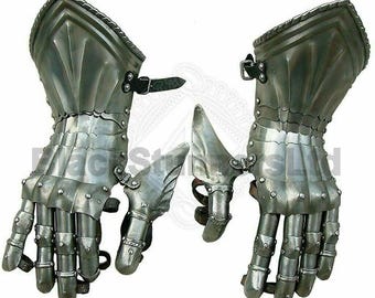 Mittelalterliche LARP-Stulpen | Stahl Rüstung Reenactment Paar Stulpen | Knight Armor Gauntlet Handschuhe für Cosplay Kostüme