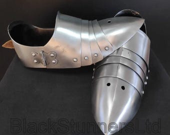 LARP Riddare Stål Sabatons | Autentisk Medeltida Sabatons Rustning För Cosplay Och Reenactment | Stridsfunktionella Sabatons För Kostymer