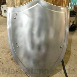 Medieval Heater Shield | LARP 24 Inch Templar Heater Shield | Steel Armor Cosplay Warrior Shield | Combat Battle Shield