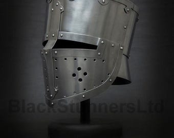 Medieval Great Helm | Crusader Knight Battle Warrior Steel Helmet | Templar Armor Helmet For LARP And Reenactment | Crusader Great Helmet