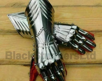 Medieval Steel Gauntlets | Late Gothic Knight Armor Gloves | Warrior Reenactment Battle Costume | LARP Armor Cosplay And Role Play Gauntlets