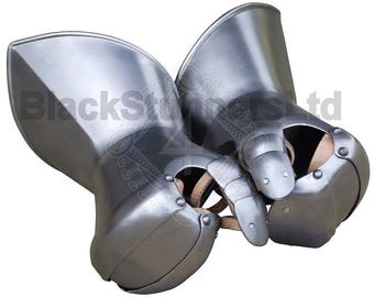 LARP Medieval Gauntlets | Late Gothic Knight Armor Pair Of Steel Gloves | Reenactment Functional Warrior Gauntlets For Cosplay And Costumes