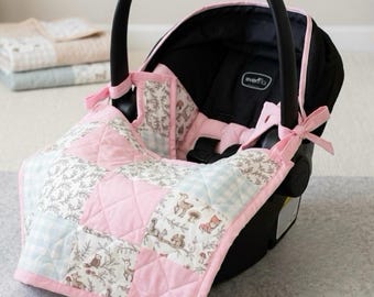 Edredón infantil con estampado de bosque – Funda para asiento de coche y cochecito, franela 100% algodón.