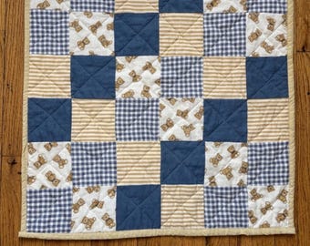 Manta infantil de osito de peluche – Manta clásica para la habitación del bebé – Regalo artesanal para bebé