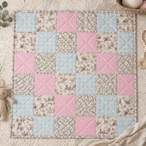 Handmade Pink Woodland Baby Quilt – Flannel Baby Girls Patchwork Nursery Blanket