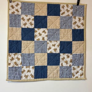Teddy Bear Baby Quilt – Classic Nursery Blanket – Handmade Baby Gift