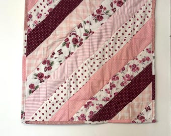 Edredón infantil Vintage Rose – Manta de franela de algodón con estampado floral rosa, decoración shabby chic para la habitación del bebé – Regalo para baby shower