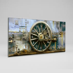 Orologio da parete in vetro extra large, 43x20" con design industriale a ruota di treno, orologio moderno silenzioso in vetro, regalo di lusso con decorazione rustica in metallo di grandi dimensioni