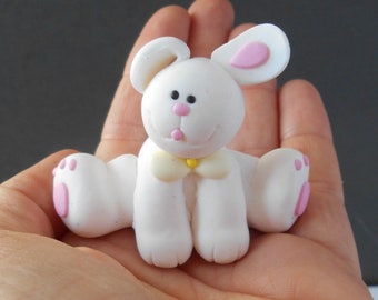 Easter Bunny 4 mini white Rabbit  Figures Decorations Easter Spring cute modelled craft Easter supply