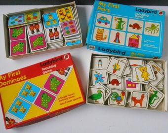 Childrens Picture Domino pairs Games  Illustrated Game Boxed Sets Ladybird Toy Childrens 1970s