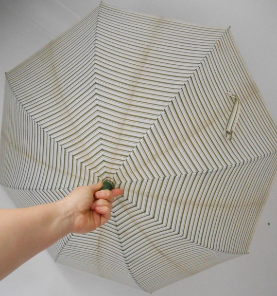 Umbrella stripey Pale Green and Grey coloured Vin… - image 9