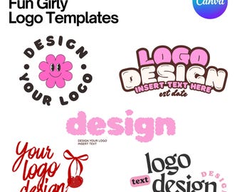 Fun Girly Logo Templates | Fully Customizable Logo Templates | Pink Logos | Editable Canva Logo Templates | Customizable Logo Templates