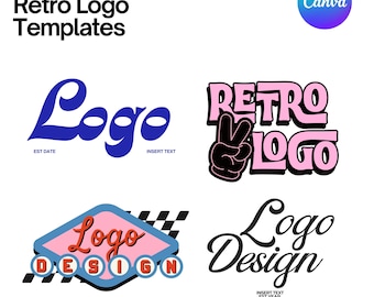 Retro Logo Templates | Fully Customizable Logo Templates | 70s–80s Era | Editable Canva Logo Templates | Customizable Logo Templates