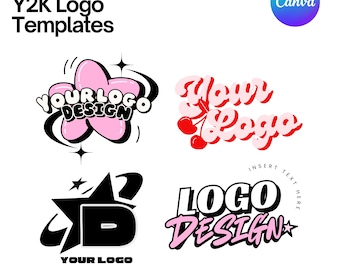 Y2K Logo Templates | Fully Customizable Logo Templates | Early 2000s | Editable Canva Logo Templates | Customizable Logo Templates