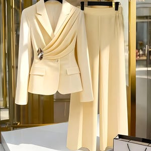 slim fit dress slacks Primadonna Pintuck Wide Leg Liquid Gold Pants Gold / L by Sugarlips